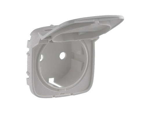 Valena Allure - Лицевая панель розетки 2P+E с крышкой, алюминий