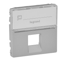 Valena Life - Лицевая панель для одиночных розеток тел/информац. с держателем маркировки, алюминий