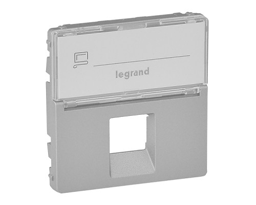 Valena Life - Лицевая панель для одиночных розеток тел/информац. с держателем маркировки, алюминий