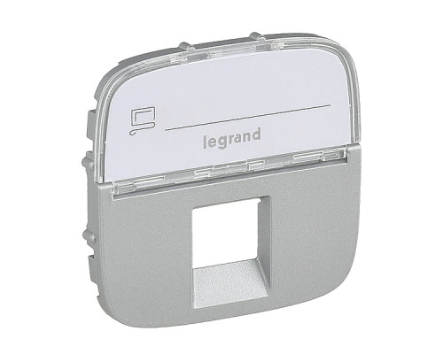 Valena Allure - Лицевая панель для одиночных розеток тел/информац. с держателем маркировки, алюминий