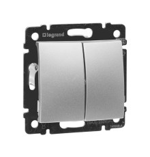 Valena - Выключатель двухклавишный, алюминий