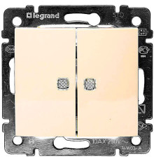 Valena - Выключатель двухклавишный с двумя индикаторами, сл.кость