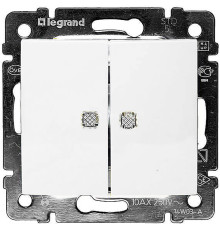 Valena - Выключатель двухклавишный с двумя индикаторами, белый