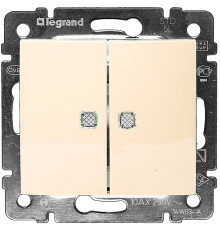 Valena - Выключатель двухклавишный с подсветкой, сл.кость