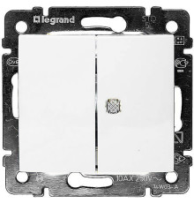 Valena - Выключатель двухклавишный с инд., с нейтралью, белый