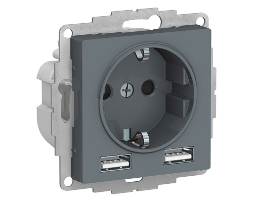 ATLASDESIGN РОЗЕТКА 16А c 2 USB A+A, 5В/2,4А, 2х5В/1,2А, механизм, ГРИФЕЛЬ ATLASDESIGN РОЗЕТКА 16А c 2 USB A+A, 5В/2,4А, 2х5В/1,2А, механизм, ГРИФЕЛЬ