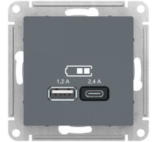ATN000739 ATLASDESIGN USB РОЗЕТКА A+С, 5В/2,4А, 2х5В/1,2А, механизм, ГРИФЕЛЬ