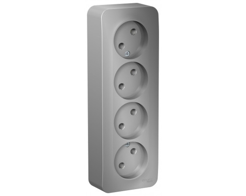 BLNRA000413 BLANCA О/У РОЗЕТКА 4-ая без заземления без штор. ИЗОЛ.ПЛ.,16А, 250В,АЛЮМИНИЙ - BLNRA0004