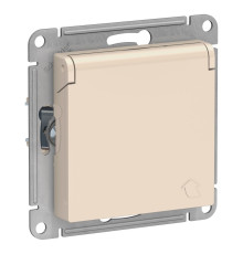Розетка с заземлением со шторками с крышкой Schneider Electric AtlasDesign ATN000246 Бежевый - ATN00