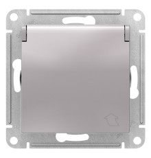 Розетка с заземлением со шторками с крышкой Schneider Electric AtlasDesign ATN000346 Алюминий - ATN0