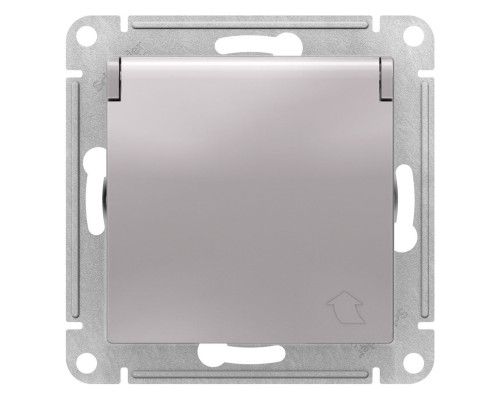 Розетка с заземлением со шторками с крышкой Schneider Electric AtlasDesign ATN000346 Алюминий - ATN0
