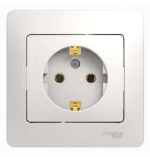 Розетка с заземлением без шторок с рамкой Schneider Electric Glossa GSL000142 Белый - GSL000142