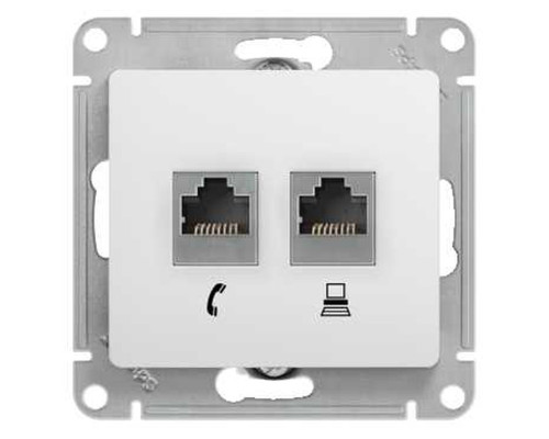 Розетка телефонная + компьютерная Schneider Electric Glossa GSL000185 Белый - GSL000185