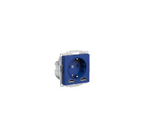 Розетка 16А c 2 USB A+A, 5В/2,4А, 2х5В/1,2А, механизм, Аквамарин AtlasDesign ATN001130 | арт.ATN001130