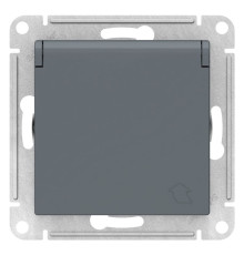 Розетка с заземлением со шторками с крышкой Schneider Electric AtlasDesign ATN000746 Грифель - ATN00