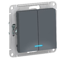 ATN000753 ATLASDESIGN 2-клавишный ВЫКЛЮЧАТЕЛЬ с подсветкой, сх.5а, 10АХ, механизм, ГРИФЕЛЬ - ATN0007