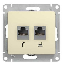 Розетка телефонная + компьютерная Schneider Electric Glossa GSL000285 Бежевый - GSL000285