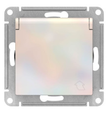 Розетка с заземлением со шторками с крышкой Schneider Electric AtlasDesign ATN000446 Жемчуг - ATN000