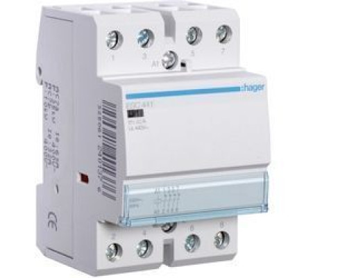 Контактор для проводок 63A/230V, 4НО, 3-модуля Hager