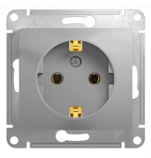 Розетка с заземлением без шторок Schneider Electric Glossa GSL000343 Алюминий - GSL000343