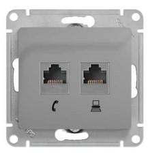 Розетка телефонная+компьютерная Schneider Electric Glossa GSL000385 Алюминий - GSL000385