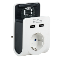 Адаптер Т-02/01 1 место 2P+PE 16А 2хUSB 2,4А с подставкой белый IEK