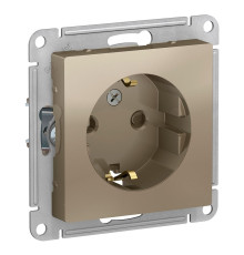 Розетка с заземлением со шторками Schneider Electric AtlasDesign ATN000545 Шампань - ATN000545