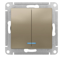 Выключатель 2-клавишный с подсветкой Schneider Electric AtlasDesign ATN000553 Шампань - ATN000553