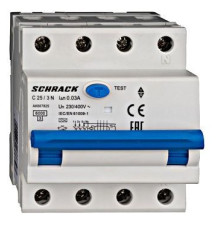 AK 6кА 3P+N С 25A/30mA 4М Дифференциальный автоматический выключатель тип A