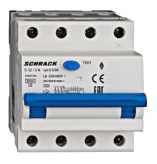 AK 6кА 3P+N С 32A/30mA 4М Дифференциальный автоматический выключатель тип A