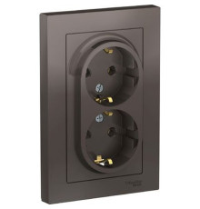 ATN000624 ATLASDESIGN РОЗЕТКА двойная с заземлением, 16А, в сборе, МОККО
