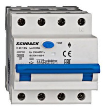 AK 6кА 3P+N С 40A/30mA 4М Дифференциальный автоматический выключатель тип A