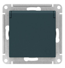 Розетка с заземлением со шторками с крышкой Schneider Electric AtlasDesign ATN000846 Изумруд - ATN00