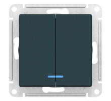 Выключатель 2-клавишный с подсветкой Schneider Electric AtlasDesign ATN000853 Изумруд - ATN000853