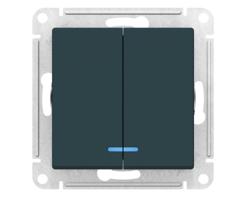Выключатель 2-клавишный с подсветкой Schneider Electric AtlasDesign ATN000853 Изумруд - ATN000853 Выключатель 2-клавишный с подсветкой Schneider Electric AtlasDesign ATN000853 Изумруд - ATN000853