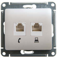 Розетка телефонная+компьютерная Schneider Electric Glossa GSL000685 Перламутр - GSL000685