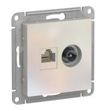 ATLASDESIGN РОЗЕТКА двойная ТВ + компьютерная RJ45, кат. 5Е, ЖЕМЧУГ