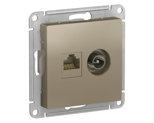 ATLASDESIGN РОЗЕТКА двойная ТВ + компьютерная RJ45, кат. 5Е, ШАМПАНЬ