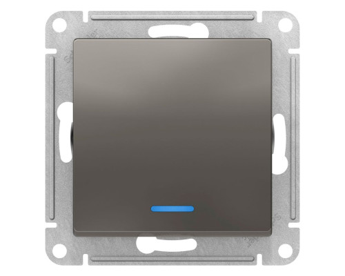Выключатель 1-клавишный с подсветкой Schneider Electric AtlasDesign ATN000913 Сталь - ATN000913 Выключатель 1-клавишный с подсветкой Schneider Electric AtlasDesign ATN000913 Сталь - ATN000913