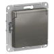 Розетка с заземлением со шторками с крышкой Schneider Electric AtlasDesign ATN000946 Сталь - ATN0009