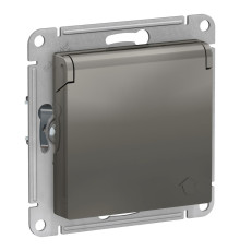 Розетка с заземлением со шторками с крышкой Schneider Electric AtlasDesign ATN000946 Сталь - ATN0009