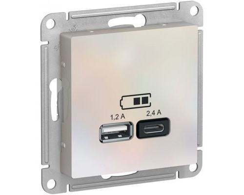 ATN000439 ATLASDESIGN USB РОЗЕТКА A+С, 5В/2,4А, 2х5В/1,2А, механизм, ЖЕМЧУГ ATN000439 ATLASDESIGN USB РОЗЕТКА A+С, 5В/2,4А, 2х5В/1,2А, механизм, ЖЕМЧУГ