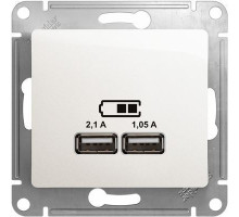 GSL000633 GLOSSA USB РОЗЕТКА, 5В/2100мА, 2х5В/1050мА, механизм, ПЕРЛАМУТР