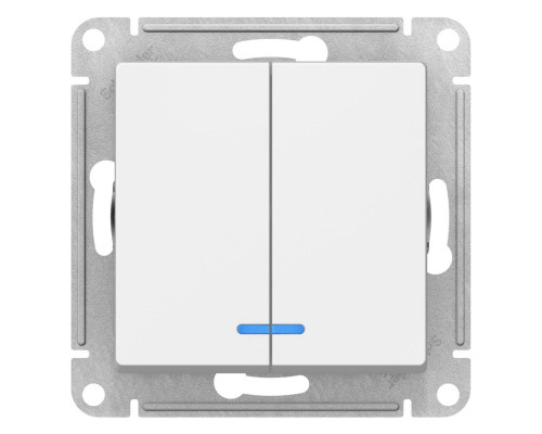 Выключатель 2-клавишный с подсветкой Schneider Electric AtlasDesign ATN000153 Белый - ATN000153