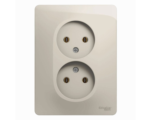 Розетка 2-местная, без заземления без шторок с рамкой Schneider Electric Glossa GSL000920 Молочный -