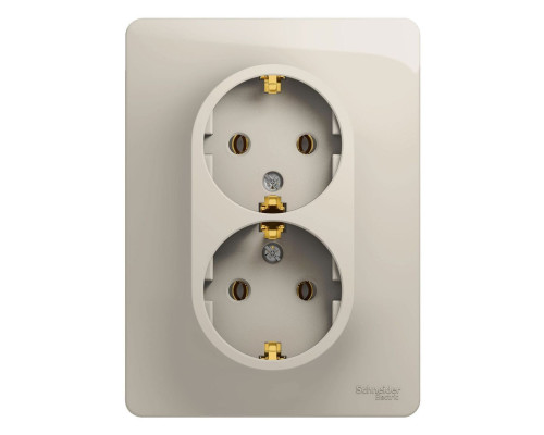 Розетка 2-местная, с заземлением без шторок с рамкой Schneider Electric Glossa GSL000924 Молочный -