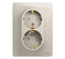 Розетка 2-местная, с заземлением со шторками с рамкой Schneider Electric Glossa GSL000926 Молочный -