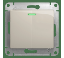 Выключатель 2-клавишный, с подсветкой Schneider Electric Glossa GSL000953 Молочный - GSL000953