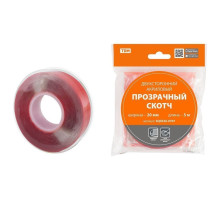Двухсторонний акриловый прозрачный скотч ширина 20 мм длина 5 м TDM