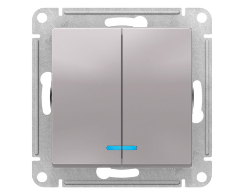 Выключатель 2-клавишный с подсветкой Schneider Electric AtlasDesign ATN000353 Алюминий - ATN000353